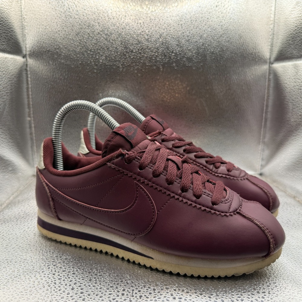 Size 6 Nike Classic Cortez Lux Night Maroon Womens Trainers Shoes 807471-603